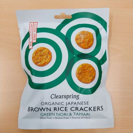 Reiscräcker aus braunem Reis mit Nori und Tamari